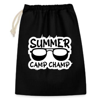 Summer Camp Champ Lustig Kinder Outdoor Abenteuer - Geschenkbeutel aus Baumwolle (30 x 45 cm) - Schwarz - Vorne