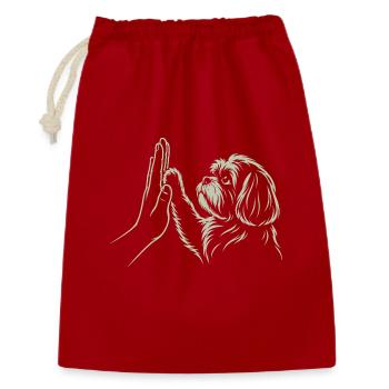 Poignée de main de chien High Five Paw Connexion humaine - Sac cadeau 30 x 45 cm - rouge - Devant