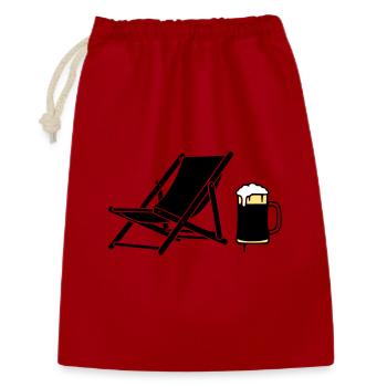 Silhouette de la chaise longue et de la chope de bière - Sac cadeau 30 x 45 cm - rouge - Devant