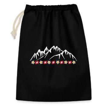 Schweiz, Urlaub, Alpen, Gletscher mit Edelweiss - Geschenkbeutel aus Baumwolle (30 x 45 cm) - Schwarz - Vorne