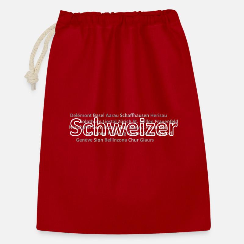 Schweizer Städte Schweizer - Geschenkbeutel aus Baumwolle (30 x 45 cm) - Rot