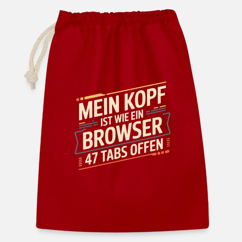 My head is like a browser – 47 tabs open - Gift Bag 30 x 45 cm - red