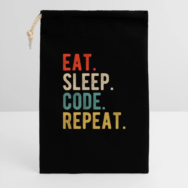 Eat Sleep Code Repeat Programmer Nerd Retro Sac cadeau 30 x 45 cm