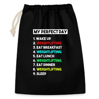 My Perfect Day Weightlifting Funny Gym Workout Gif - Gift Bag 30 x 45 cm - black - Front