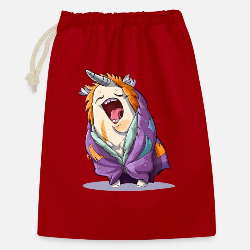 Licorne bâilleuse avec écharpe - Sac cadeau 30 x 45 cm - rouge
