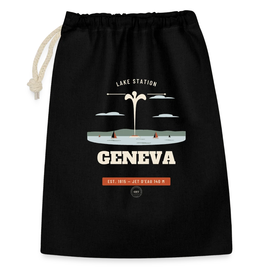Geneva badge on a gift bag 30 x 45 cm, black