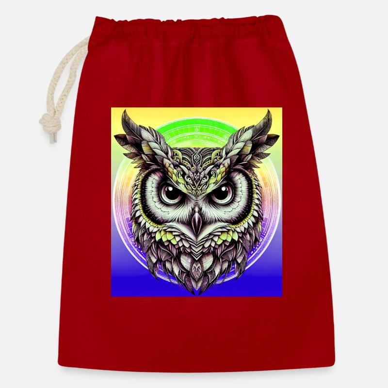 Eule - Geschenkbeutel aus Baumwolle (30 x 45 cm) - Rot