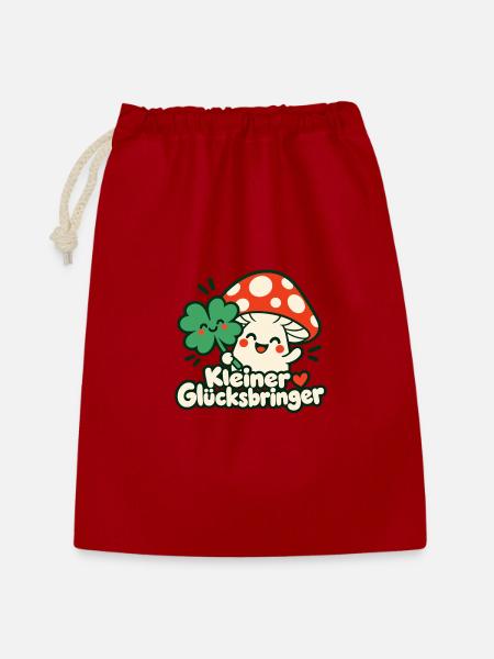 Kleiner Glücksbinger Pilzfreude - Geschenkbeutel aus Baumwolle (30 x 45 cm) - Rot