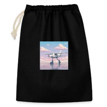 Avion sur patins à roulettes avec le sourire - Sac cadeau 30 x 45 cm - noir - Devant