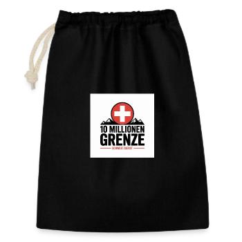 10 Millionen Grenze Schweizer Berglogo - Geschenkbeutel aus Baumwolle (30 x 45 cm) - Schwarz - Vorne