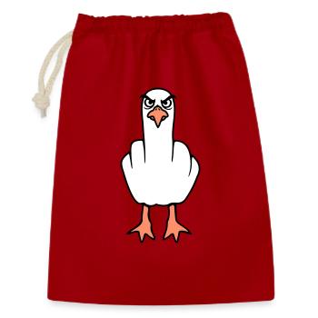 Möwe Mittelfinger Beleidigung Stinkefinger frech - Geschenkbeutel aus Baumwolle (30 x 45 cm) - Rot - Vorne