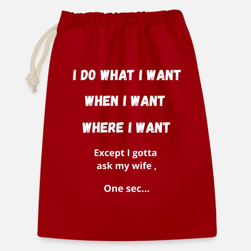Lustiges Ehemann-Zitat – Ich mache, was ich will, Design. - Geschenkbeutel aus Baumwolle (30 x 45 cm) - Rot