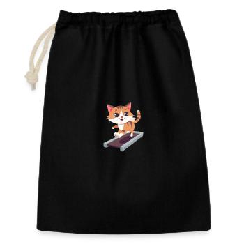 Katze, Laufband, Sport, Gym, Fitness - Geschenkbeutel aus Baumwolle (30 x 45 cm) - Schwarz - Vorne
