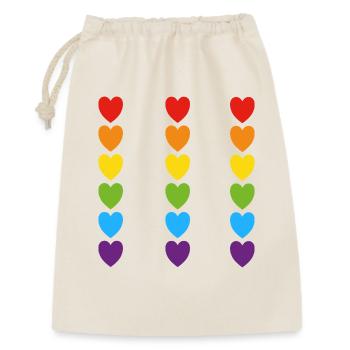 Stolz Regenbogenherzen - Geschenkbeutel aus Baumwolle (30 x 45 cm) - Natur - Vorne