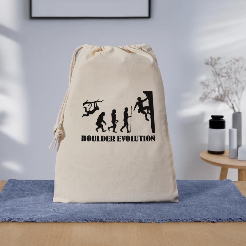 Boulder Evolution Klettern Bergsteigen Boulderer Geschenkbeutel aus Baumwolle (30 x 45 cm)