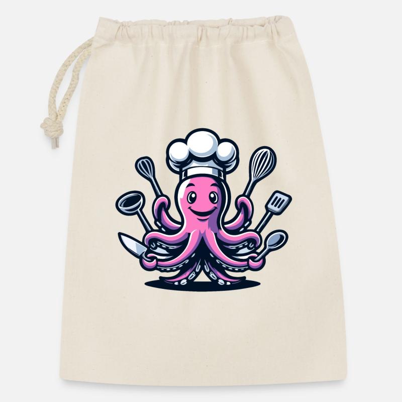 Octo-Chef : Le tentacule gourmand - Sac cadeau 30 x 45 cm - nature