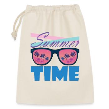 Sommerzeit Palmen-Sonnenbrille - Geschenkbeutel aus Baumwolle (30 x 45 cm) - Natur - Vorne