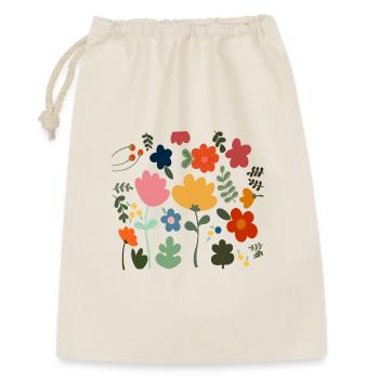 Flower Power Blumen Design - Floral Hippie Style - Geschenkbeutel aus Baumwolle (30 x 45 cm) - Natur - Vorne