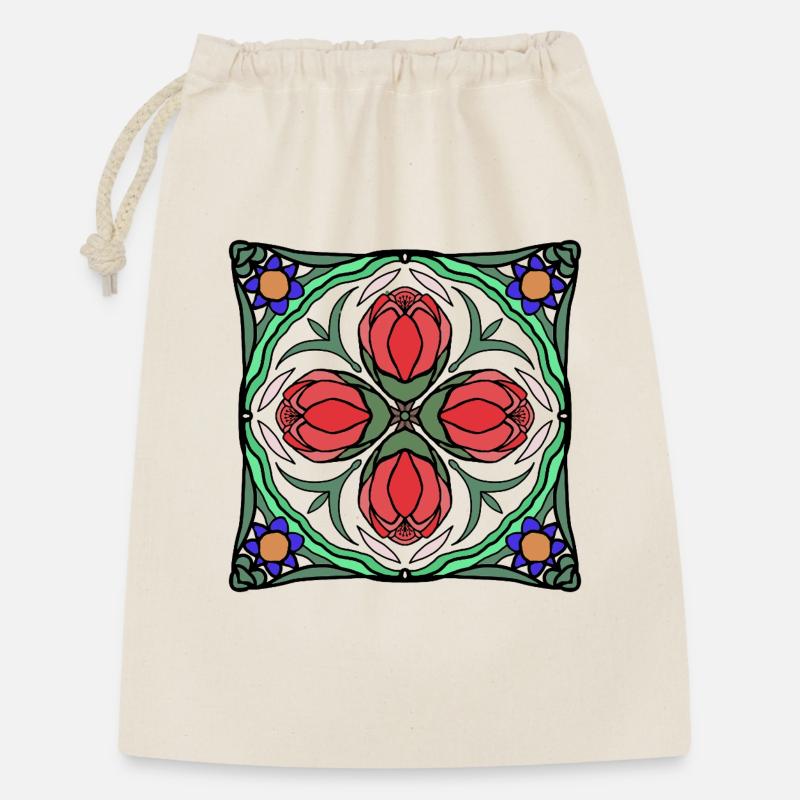 Mandala Art Déco Fleur - Sac cadeau 30 x 45 cm - nature