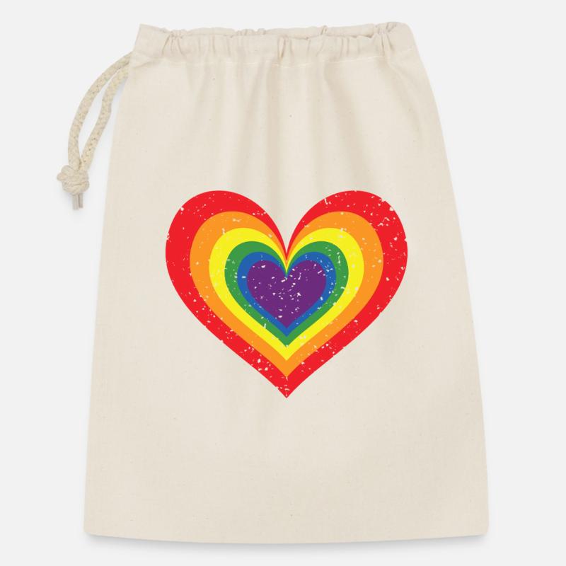Regenbogen Herz Pride Flagge Farben LGBTQ+ Grunge - Geschenkbeutel aus Baumwolle (30 x 45 cm) - Natur