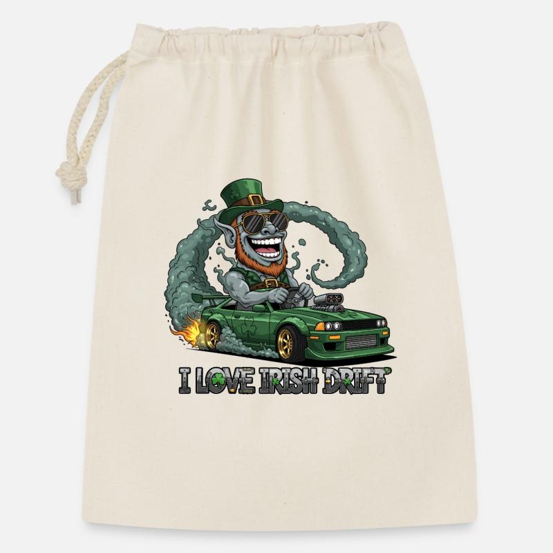St. Patrick's Day Stunt Drifting Design - Gift Bag 30 x 45 cm - nature