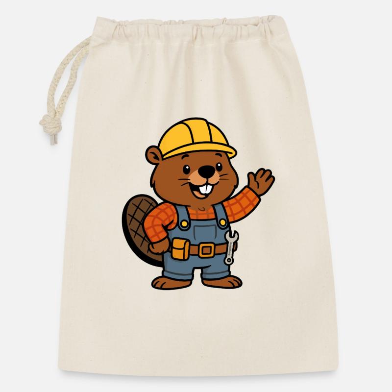 Beaver Construction Worker Bob Helm Hello Planbuilder - Sac cadeau 30 x 45 cm - nature