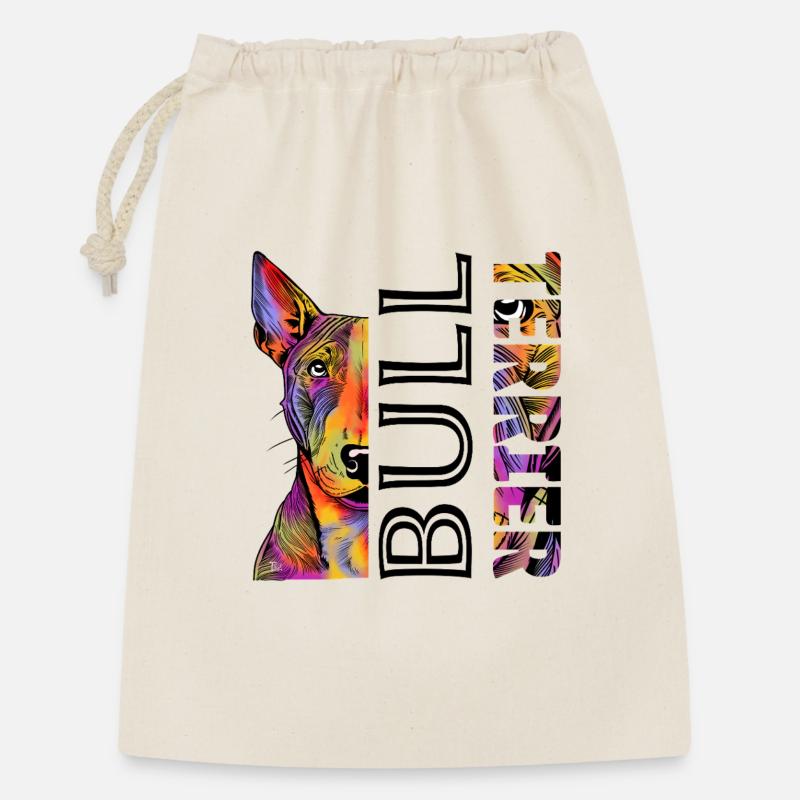 Farbenfroher Bull Terrier - Geschenkbeutel aus Baumwolle (30 x 45 cm) - Natur