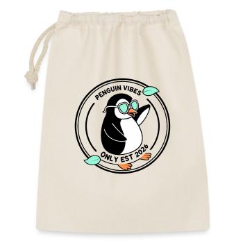 Schwarzer Pinguin in Mint-Brille 2026 - Geschenkbeutel aus Baumwolle (30 x 45 cm) - Natur - Vorne