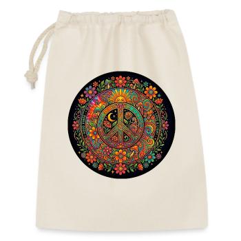 Frieden Liebe Natur Hippie - Geschenkbeutel aus Baumwolle (30 x 45 cm) - Natur - Vorne
