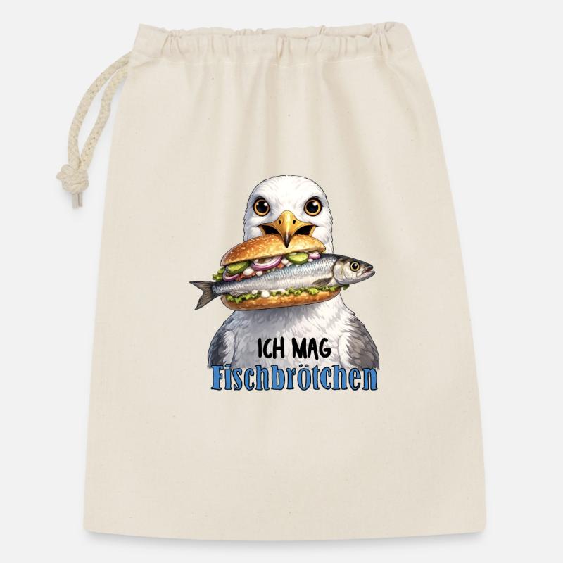 Ich mag Fischbrötchen - Geschenkbeutel aus Baumwolle (30 x 45 cm) - Natur