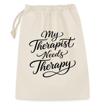 Mein Therapeut braucht Therapie - Geschenkbeutel aus Baumwolle (30 x 45 cm) - Natur - Vorne