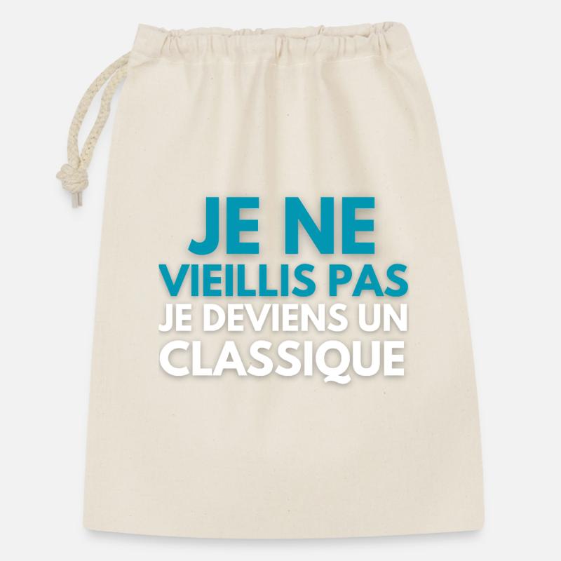 Je ne vieillis pas je deviens un classique - Sac cadeau 30 x 45 cm - nature