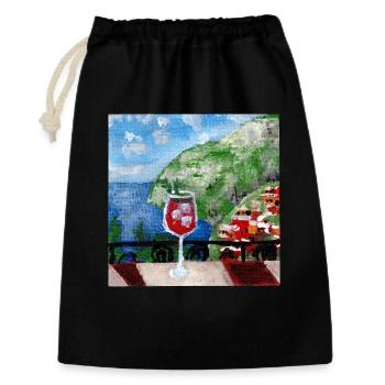 Meerblick_Ölgemälde_mit_cocktail - Sac cadeau 30 x 45 cm - noir - Devant