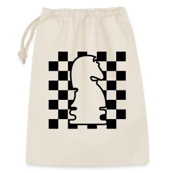 Schach Pferd Schachbrett Muster Symbol Grafik icon - Geschenkbeutel aus Baumwolle (30 x 45 cm) - Natur - Vorne