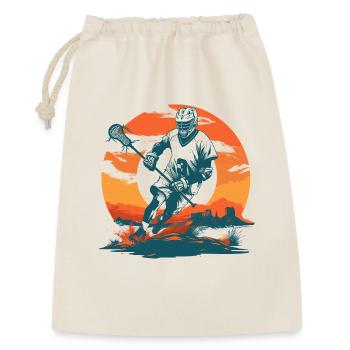 Lacrosse Spieler Grafik - Geschenkbeutel aus Baumwolle (30 x 45 cm) - Natur - Vorne