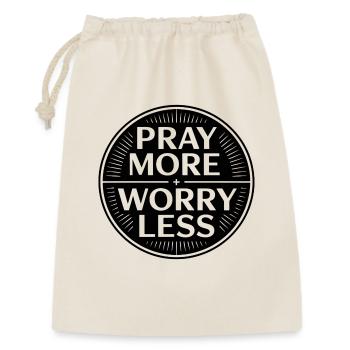 Christlich Pray More Worry Less Glaube - Geschenkbeutel aus Baumwolle (30 x 45 cm) - Natur - Vorne