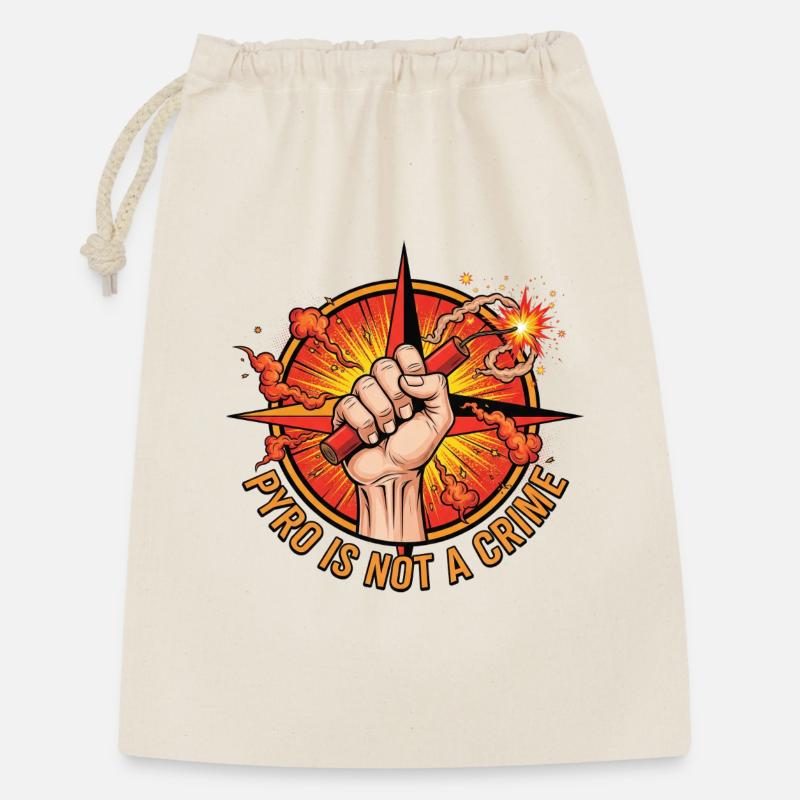 Pyro ist kein Verbrechen Feuerwerk - Geschenkbeutel aus Baumwolle (30 x 45 cm) - Natur