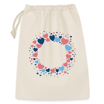 Herz Kranz Blau Rosa Blumenkranz - Geschenkbeutel aus Baumwolle (30 x 45 cm) - Natur - Vorne