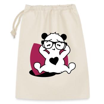 Panda with nerd glasses and heart button while relaxing - Gift Bag 30 x 45 cm - nature - Front