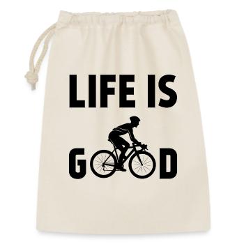Radfahren - Das Leben ist gut - Geschenkbeutel aus Baumwolle (30 x 45 cm) - Natur - Vorne