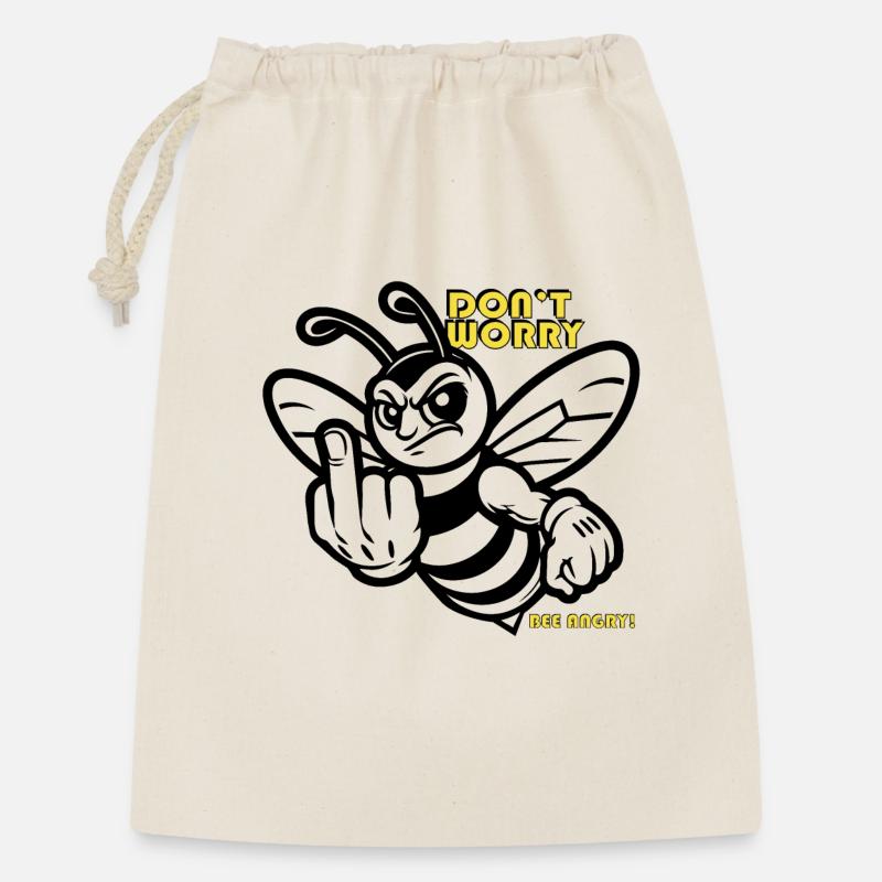 Don´t Worry - Bee angry Biene - Geschenkbeutel aus Baumwolle (30 x 45 cm) - Natur