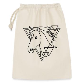Pferd in geometrischer Form - Line-Art-Design - Geschenkbeutel aus Baumwolle (30 x 45 cm) - Natur - Vorne