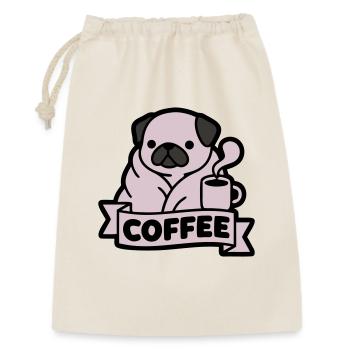 Bannière du Café du Matin du Carlin - Sac cadeau 30 x 45 cm - nature - Devant