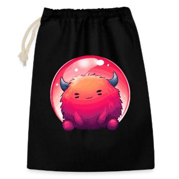 Dégradé du visage de monstre duveteux - Sac cadeau 30 x 45 cm - noir - Devant