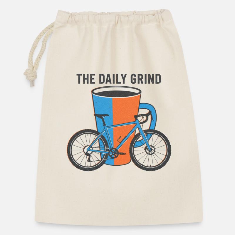 Der tägliche Grind Risograph Fahrrad Kaffeekunst - Geschenkbeutel aus Baumwolle (30 x 45 cm) - Natur