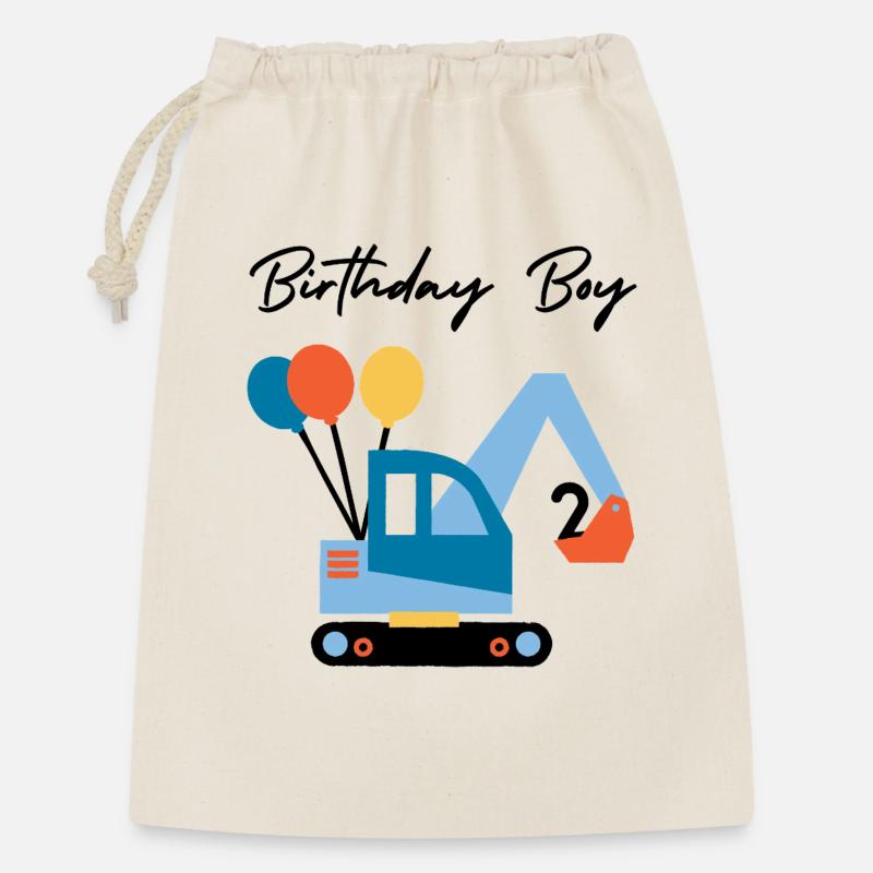 Bagger mit Ballons - Geschenkbeutel aus Baumwolle (30 x 45 cm) - Natur