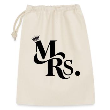 Mrs. & Krone, personalisierbar - Geschenkbeutel aus Baumwolle (30 x 45 cm) - Natur - Vorne