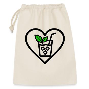 Mojito Herz Cocktail Minze Sommer Getränk - Geschenkbeutel aus Baumwolle (30 x 45 cm) - Natur - Vorne