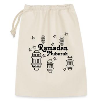 Ramadan Mubarak Lichter, Sternchen - Geschenkbeutel aus Baumwolle (30 x 45 cm) - Natur - Vorne