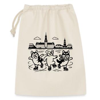 Schlittschuh Mimalistisch Line Art - Geschenkbeutel aus Baumwolle (30 x 45 cm) - Natur - Vorne